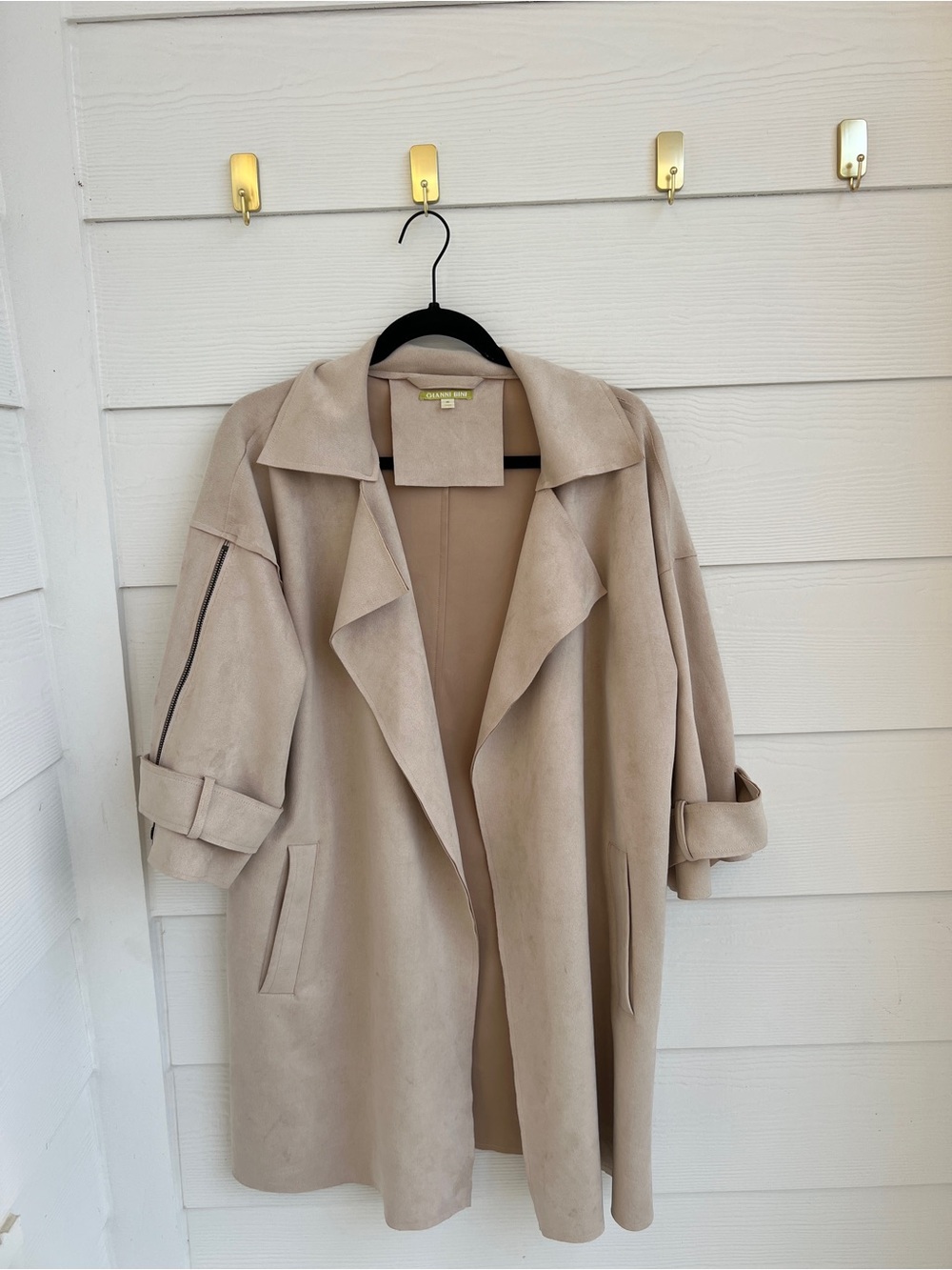 Gianni Bini Light Beige Suede Trench Coat